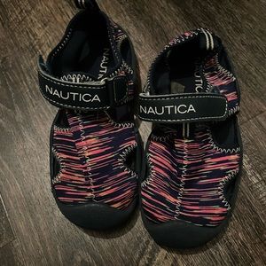 Nautica little girls water shoes. Pink/navy color. Toddler size 9.